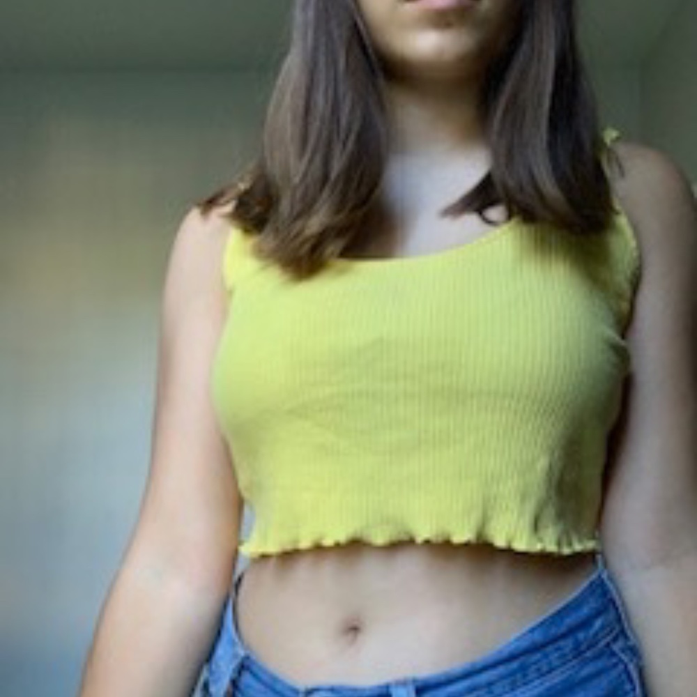 Yellow Cropped Tank Top